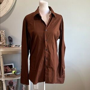 Prada] Rich Brown Button Down Dress Shirt - Size 39/15.5
